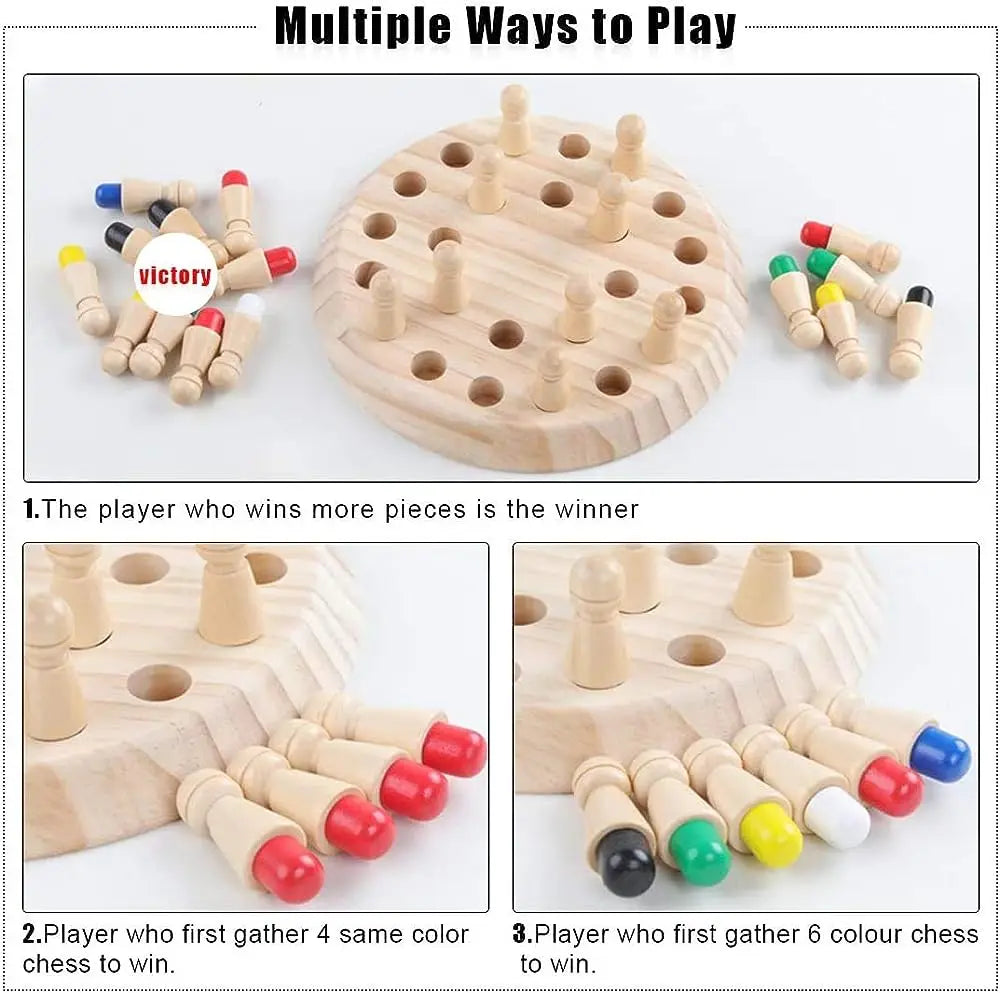 Wooden Memory Match Chess Game 