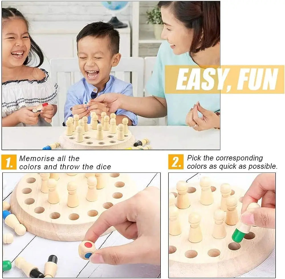 Wooden Memory Match Chess Game 